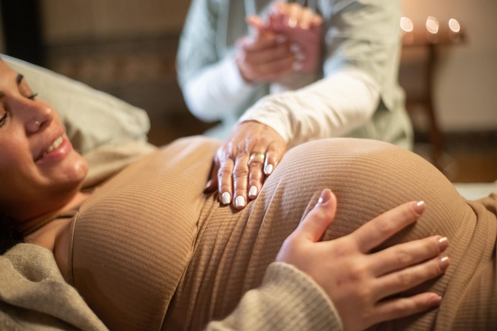 pregnant woman with support